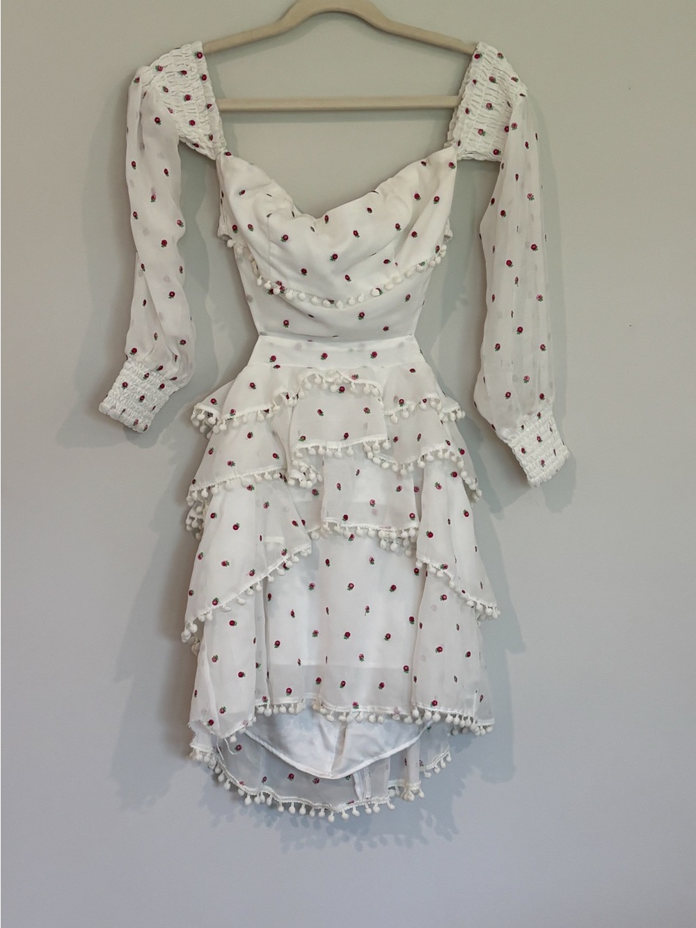 MAJORELLE Soho Roses Mini Dress in White Rose Print Size S